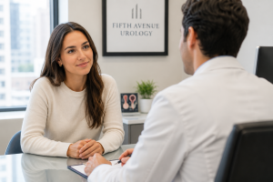 Young woman consulting with Dr. Yaniv Larish at Fifth Avenue Urology